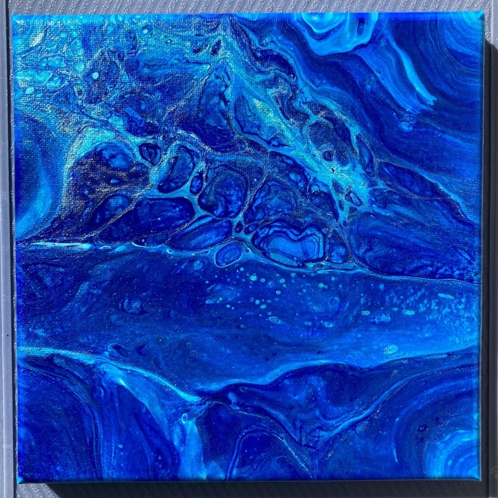 Minutiae 8"x8" Painting by Color Fluent Art (Blue)
